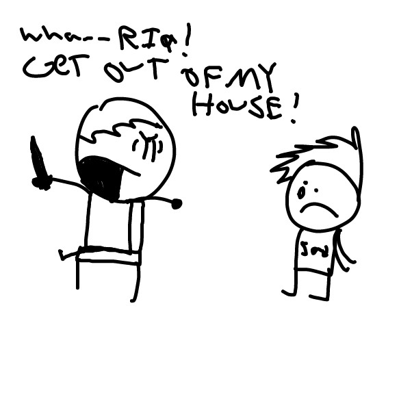 Riq, you should make it so your OC's shirt text should change with his emotion, it seems kind of funny - Online Drawing Game Comic Strip Panel by Z.The.Comic