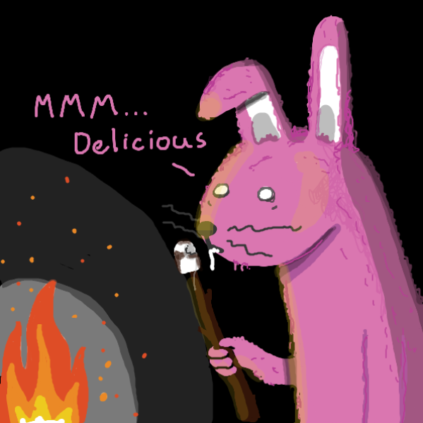 The rabbit enjoys the marshmallow. - Online Drawing Game Comic Strip Panel by joshyouart