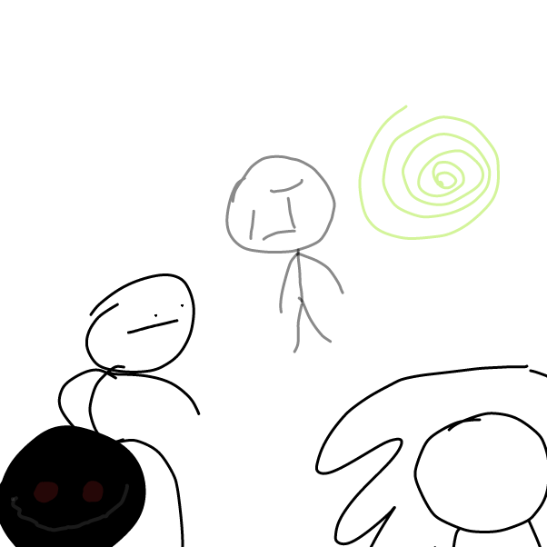 Evil Jim is looking at the two jims but something happened With my panel - Online Drawing Game Comic Strip Panel by RiqTheEpic