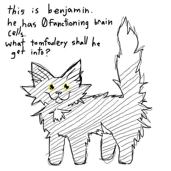 Benjamin Dynamite Lastname. My cat irl, he has big toe hairs and talks a lot. - Online Drawing Game Comic Strip Panel by CherryKakyoin