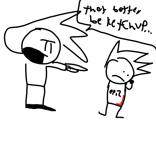 For the record, it is ketchup, not blood - Online Drawing Game Comic Strip Panel by Z.The.Comic