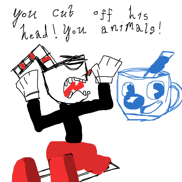 Drawing in Cuphead and his pal..... by Skullheart