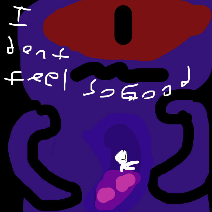 Drawing in Punch his stomach wall to try and get out by Turkeysandwicj