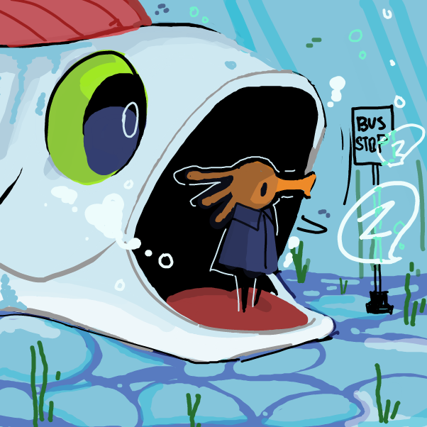 Drawing in the bus is late by fishydoofus