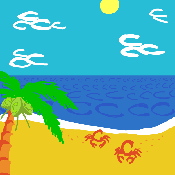 Clouds, Coconuts, Crabs, Sea - Online Drawing Game Comic Strip Panel by SeanTrunks