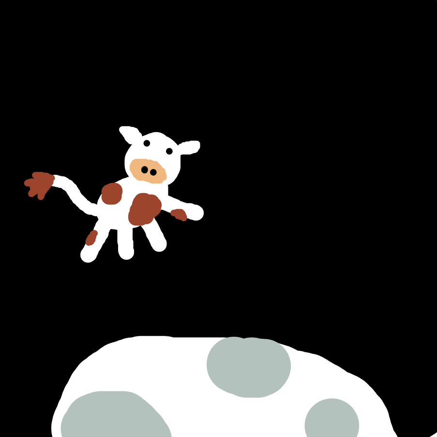 The cow who jumped over the moon! - Online Drawing Game Comic Strip Panel by Cats