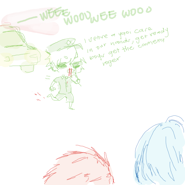 Drawing in twelve dudes in a twin sized bed by Wafflo