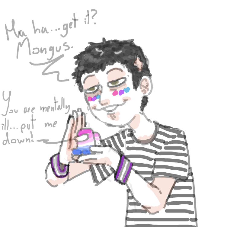 androgenous, bicurious, greyace - Online Drawing Game Comic Strip Panel by LemonadePie