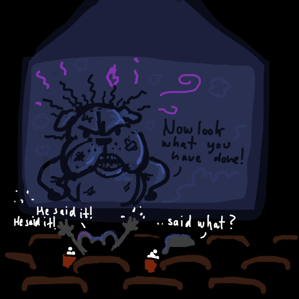 "why you gotta be so.. RUFF! "
 - Online Drawing Game Comic Strip Panel by Peyocay