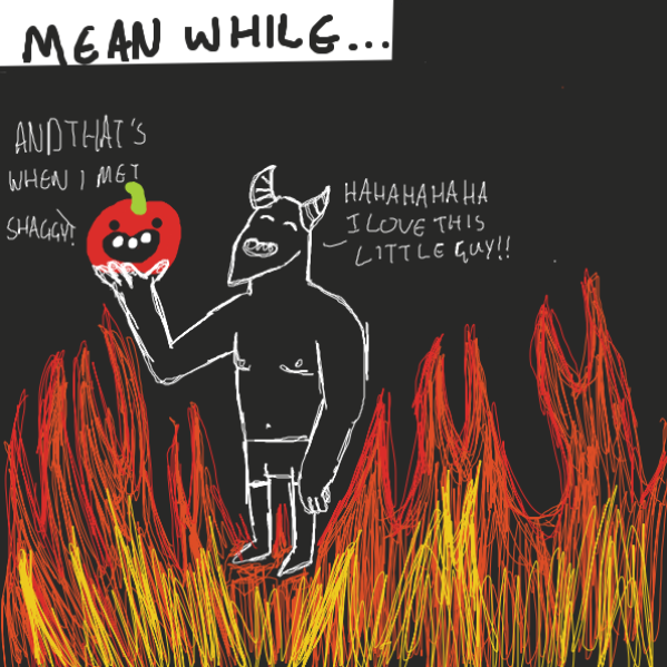 Meanwhile in the fiery pits of hell - Online Drawing Game Comic Strip Panel by joshyouart