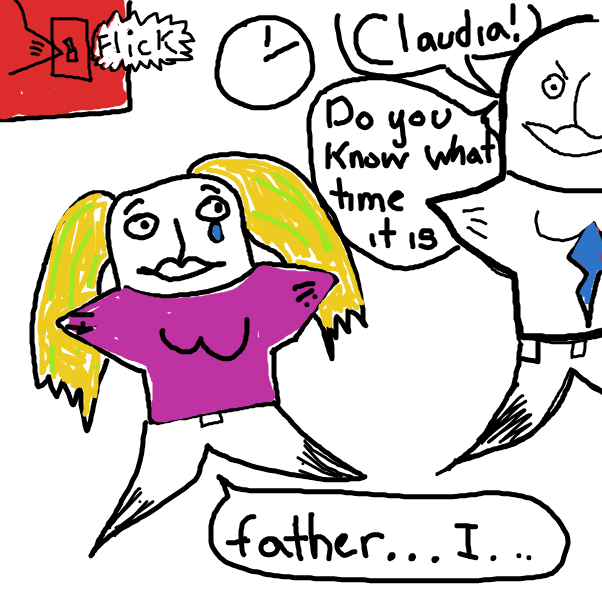 Claudia being scolded for raving at night - Online Drawing Game Comic Strip Panel by CandyRainStorm