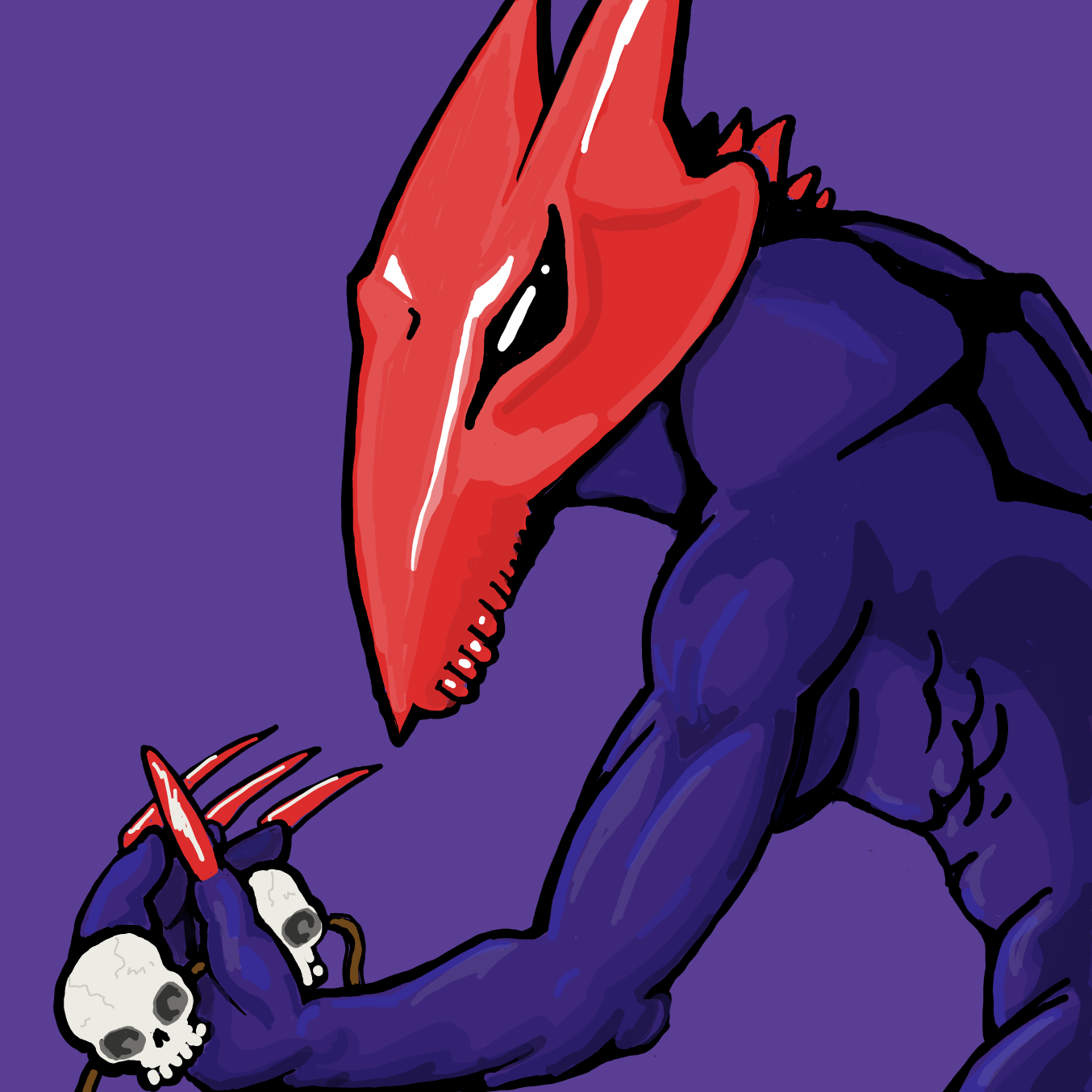 Drawing in skull by Wizard Croissant