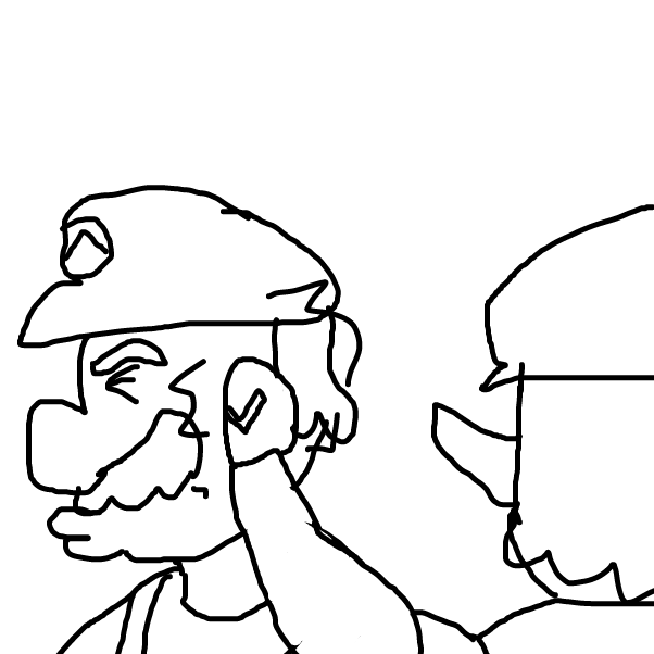 First panel in Wario beat Mario drawn in our free online drawing game