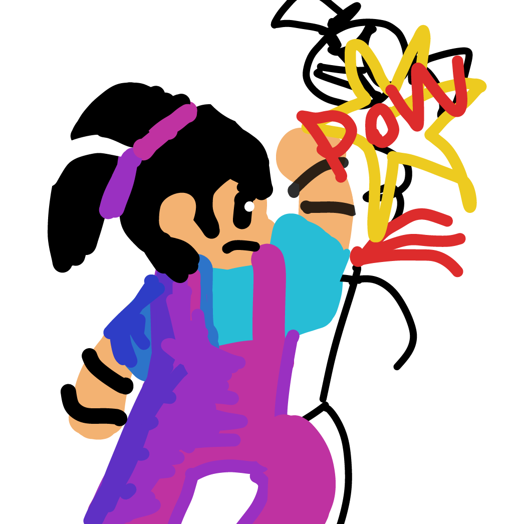 That's gotta hurt. - Online Drawing Game Comic Strip Panel by BunnilaWaffle