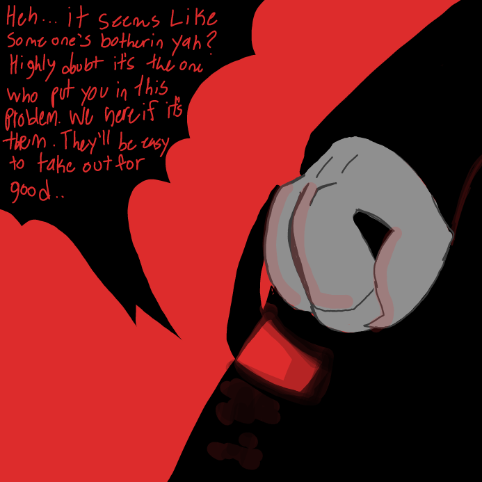 Obviously these "friends of him are really pushing his hunger for violence to his limits, and giving reminders on what could happen if its how put him through the visible trauma - Online Drawing Game Comic Strip Panel by OneWithTheShadows