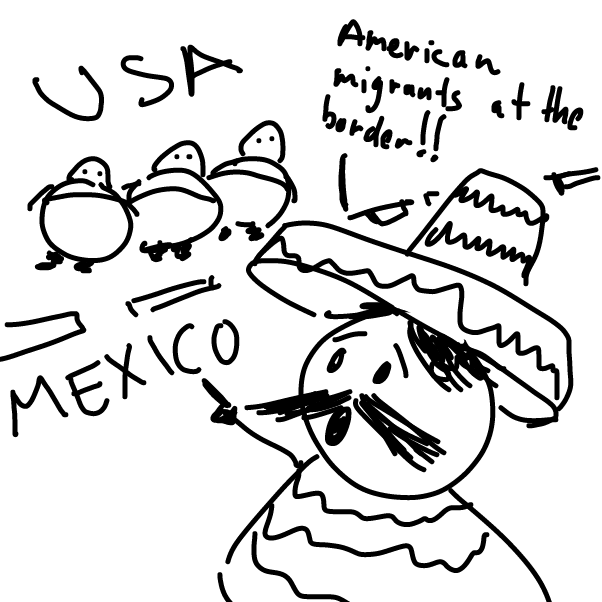 "they want our cheap gas!"
 - Online Drawing Game Comic Strip Panel by Peyocay