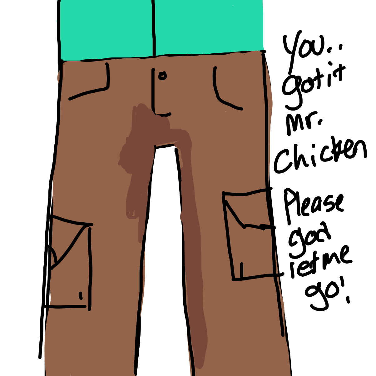 Peeing pants in fear - Online Drawing Game Comic Strip Panel by Kanjiwest