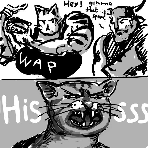 Drawing in Part 8: The tin is there to keep the Spam in by peyoalt