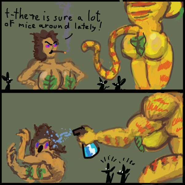 "Begone pest!"
 - Online Drawing Game Comic Strip Panel by Peyocay