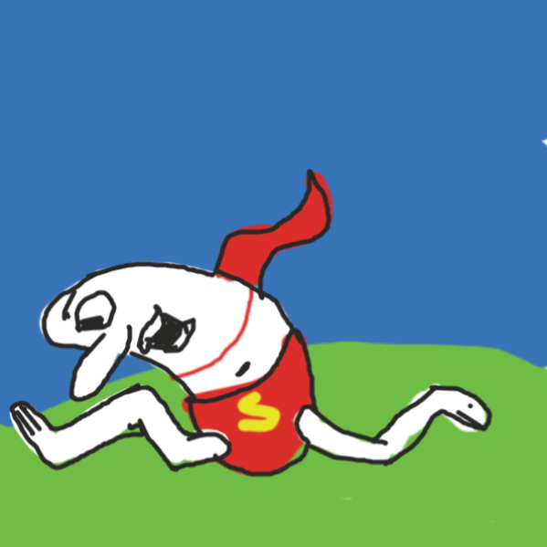 He falls. The day is not saved. - Online Drawing Game Comic Strip Panel by hilaom