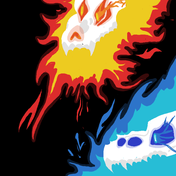 Drawing in Flaming Skulls by OneWithTheShadows