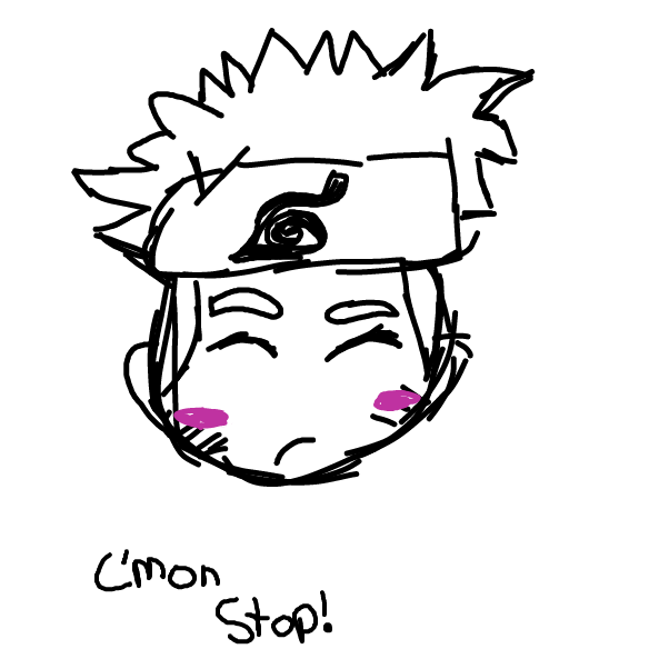 Naruto Usimaki is telling his pet to stop begging. - Online Drawing Game Comic Strip Panel by Zaddy