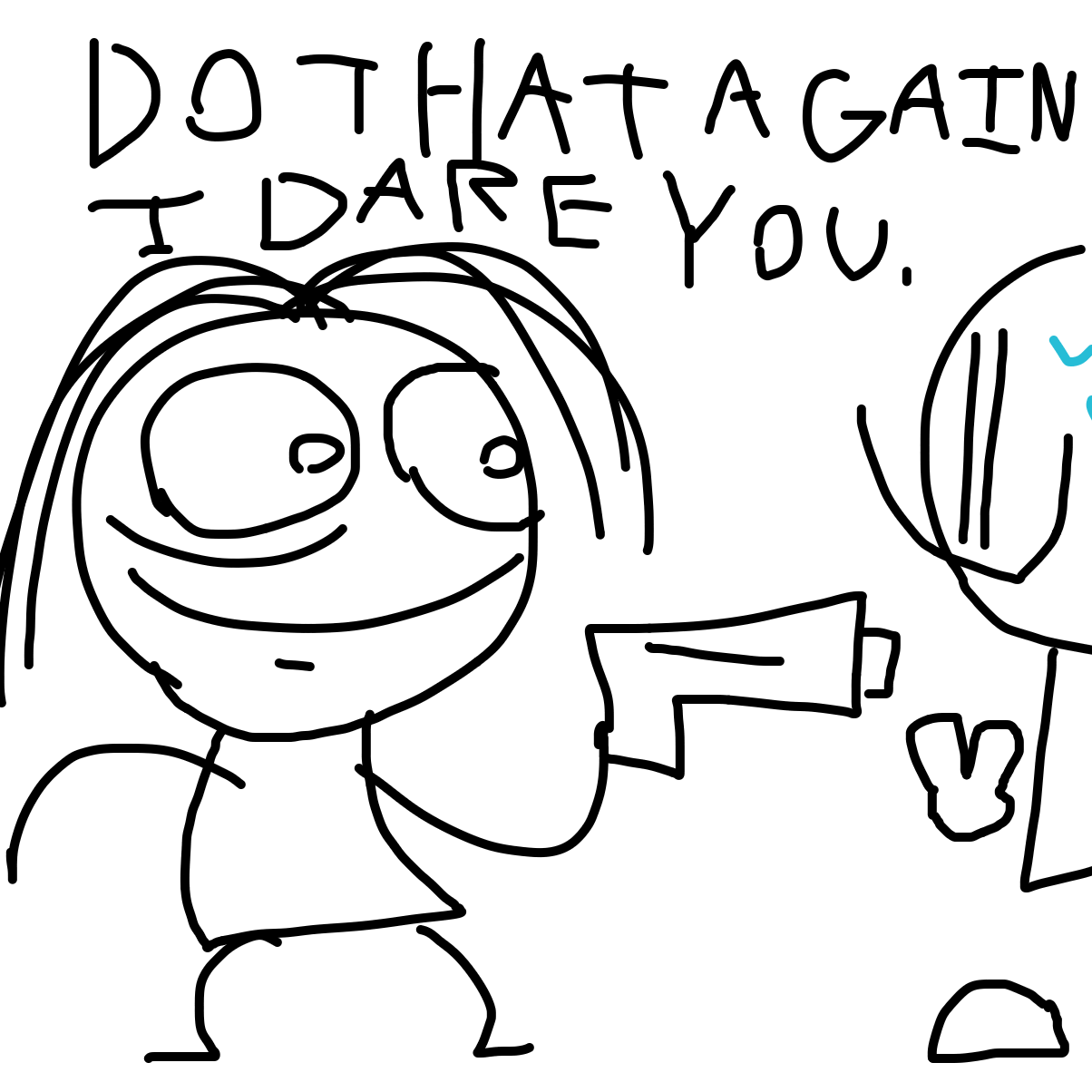 Guy did the fnf pose so woman holds a gun at him - Online Drawing Game Comic Strip Panel by SupBomb