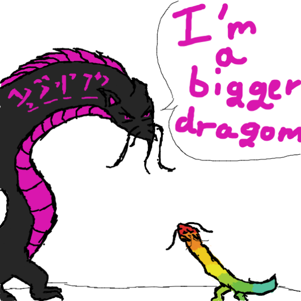 Dragom meets a bigger dragom! - Online Drawing Game Comic Strip Panel by Void-God