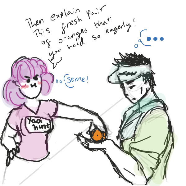 she knows what's up with those oranges... - Online Drawing Game Comic Strip Panel by @valecocoj
