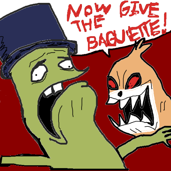 NOW GIVE THE BAGUETTE! - Online Drawing Game Comic Strip Panel by Uugh