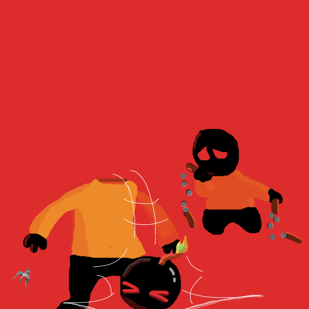 Plottwist. Head is suddenly bomb - Online Drawing Game Comic Strip Panel by Minzigisdrawing