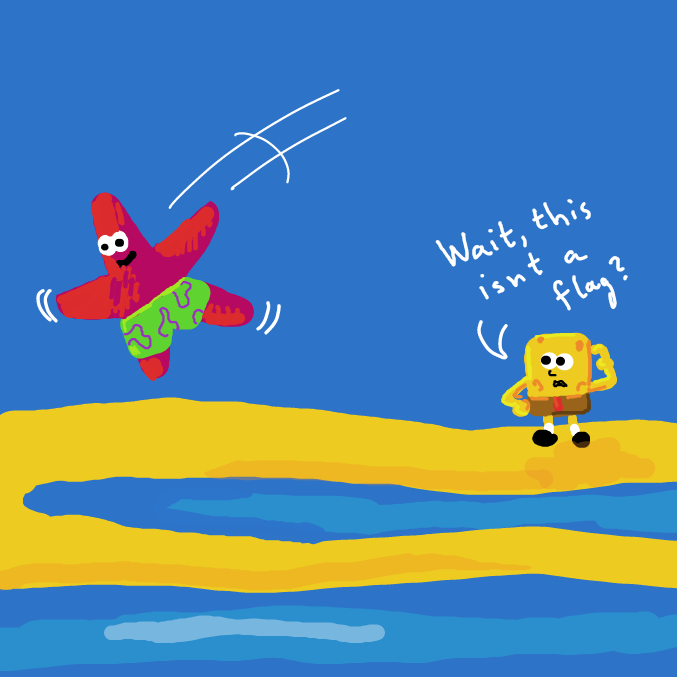 Drawing in Aruba flag by Minzigisdrawing