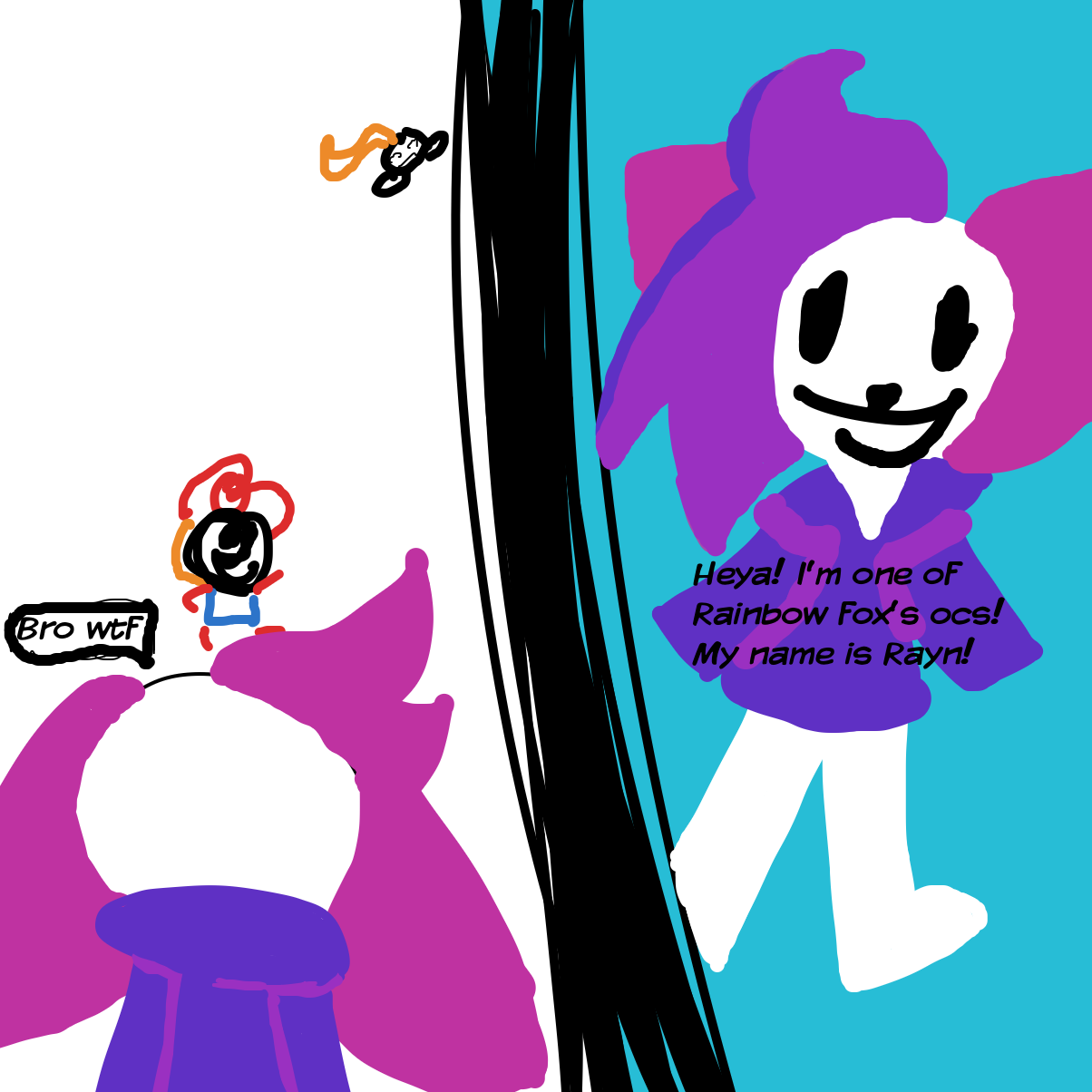 Drawing in fursona :p by Rainbowfox_