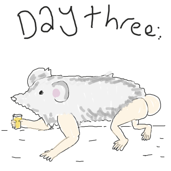 Rat has grown a buttox and a liking toward beer.  - Online Drawing Game Comic Strip Panel by joshyouart