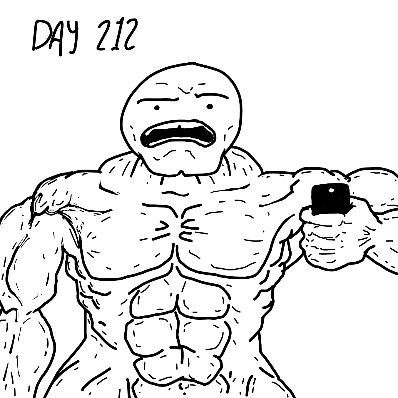 Drawing in day 216 on the onepunch man workout by Wizard Croissant