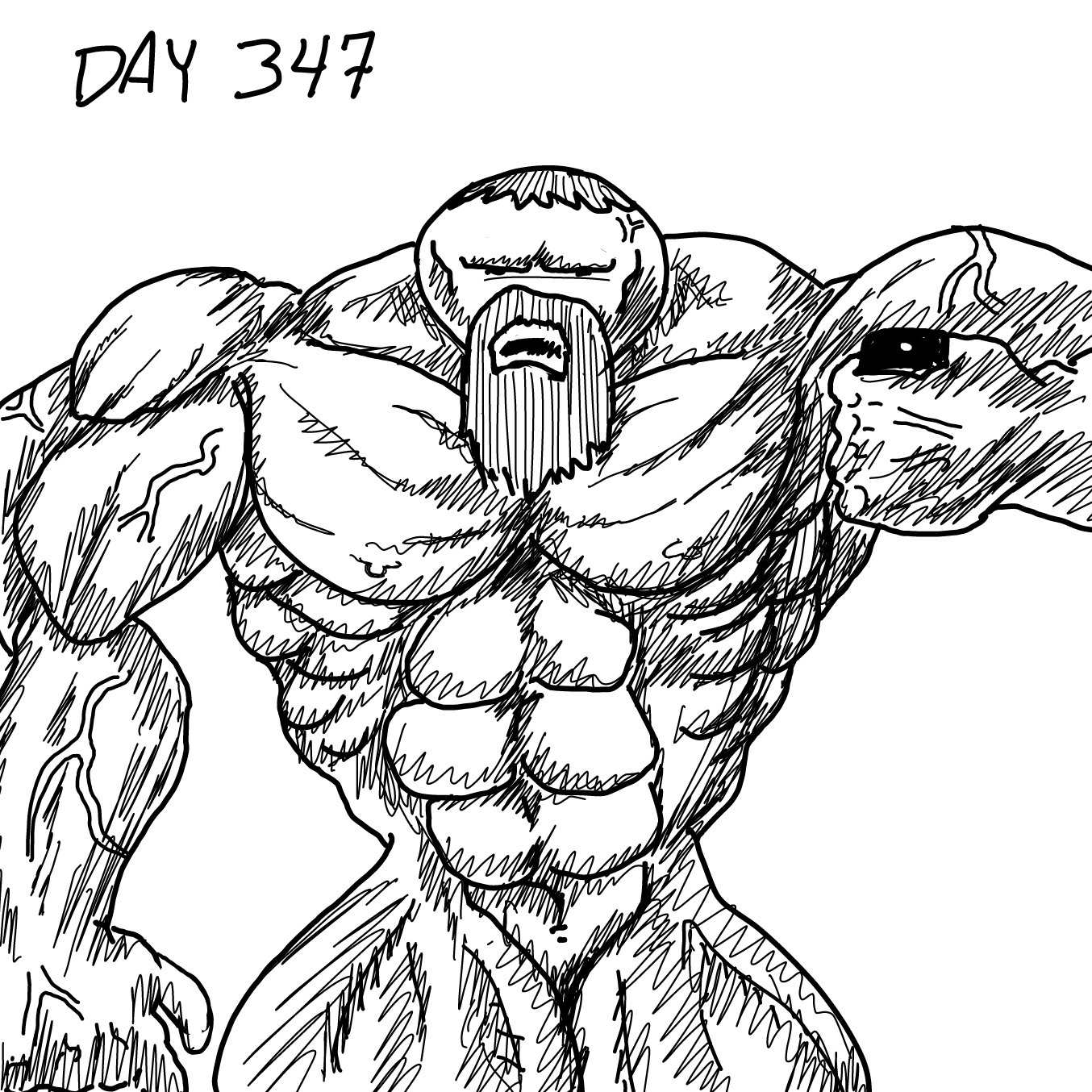 Drawing in day 216 on the onepunch man workout by Wizard Croissant