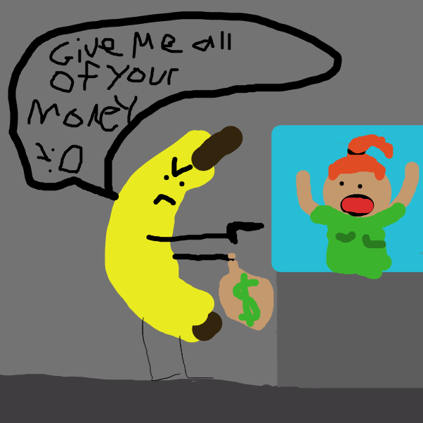 First panel in Banana man drawn in our free online drawing game