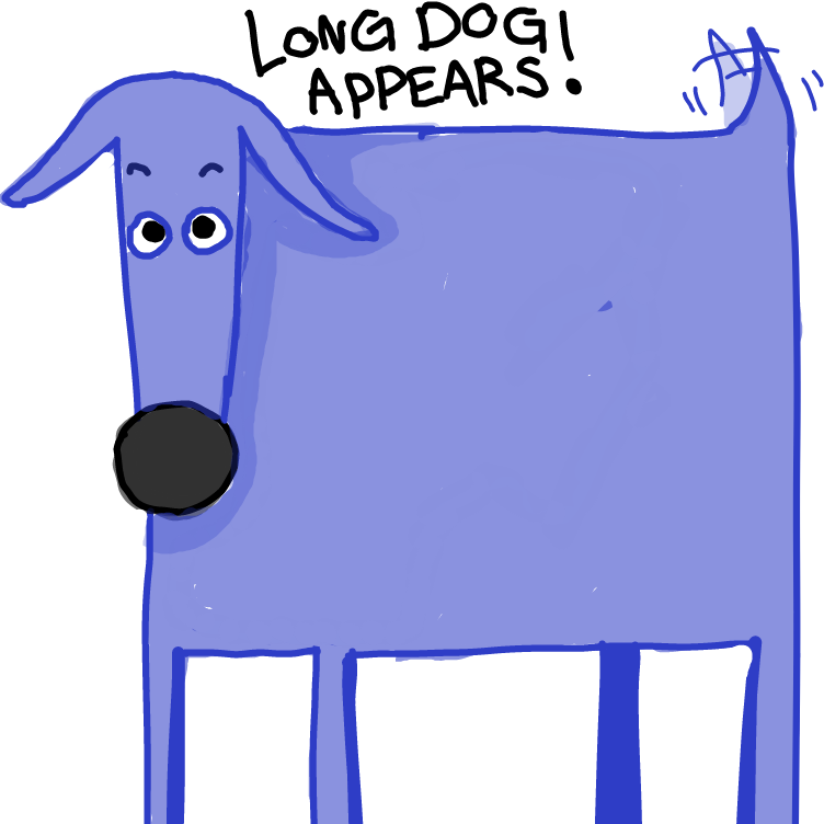 First panel in long dog drawn in our free online drawing game