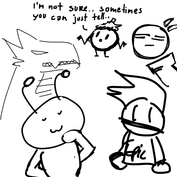 some styles are easier to tell apart
but I have trouble explaining why
I just kind of know because it feels
like someones art..
 - Online Drawing Game Comic Strip Panel by Peyocay