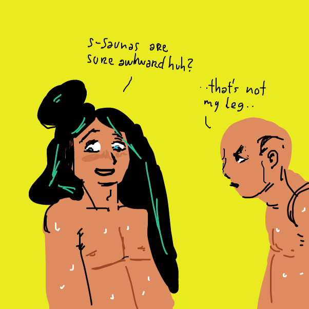 "i'm gonna faint now.."
"I wouldn't if I were you"
 - Online Drawing Game Comic Strip Panel by Peyocay