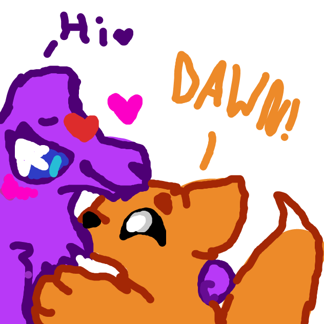 Frenzy greeted his bestie, Dawn ,with a BIG hug! - Online Drawing Game Comic Strip Panel by DawnTheFoxGirl