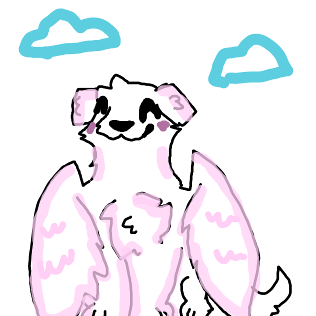 This was my old fursona. It was an angel dog but since it can fly I suppose It will work too lol! - Online Drawing Game Comic Strip Panel by DawnTheFoxGirl