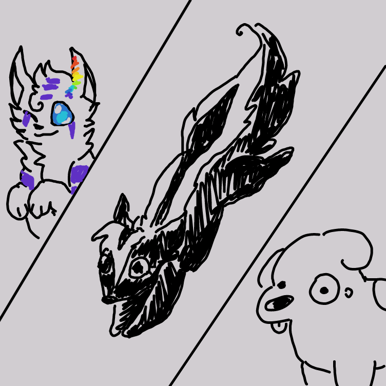 evolution of my fursonas/personas - Online Drawing Game Comic Strip Panel by DogyDayz