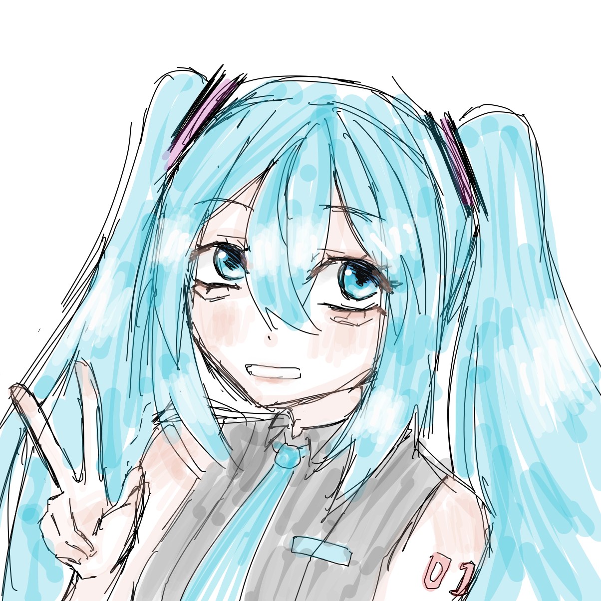 Drawing in Hatsune miku Time! by 由井だよ
