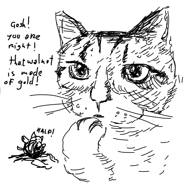 Drawing in cat doing cat things  by Peyocay
