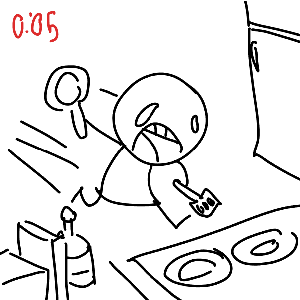 First panel in Running out of Time: Speed Cooking drawn in our free online drawing game