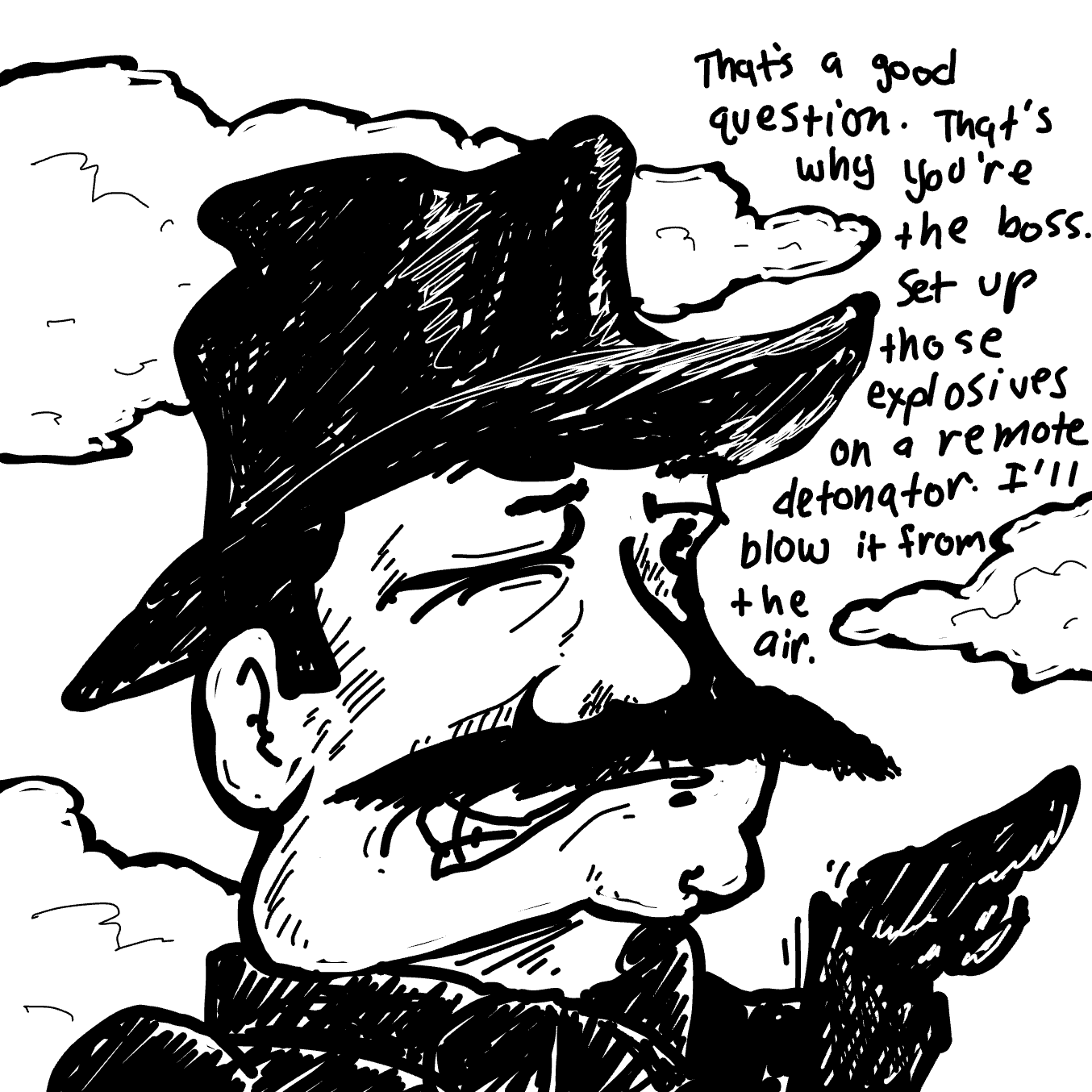 Drawing in Adventures of Burt Reynolds In Heaven by Wizard Croissant