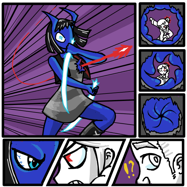 First panel in R.O.O.P. 19: Blue Blade Battle drawn in our free online drawing game