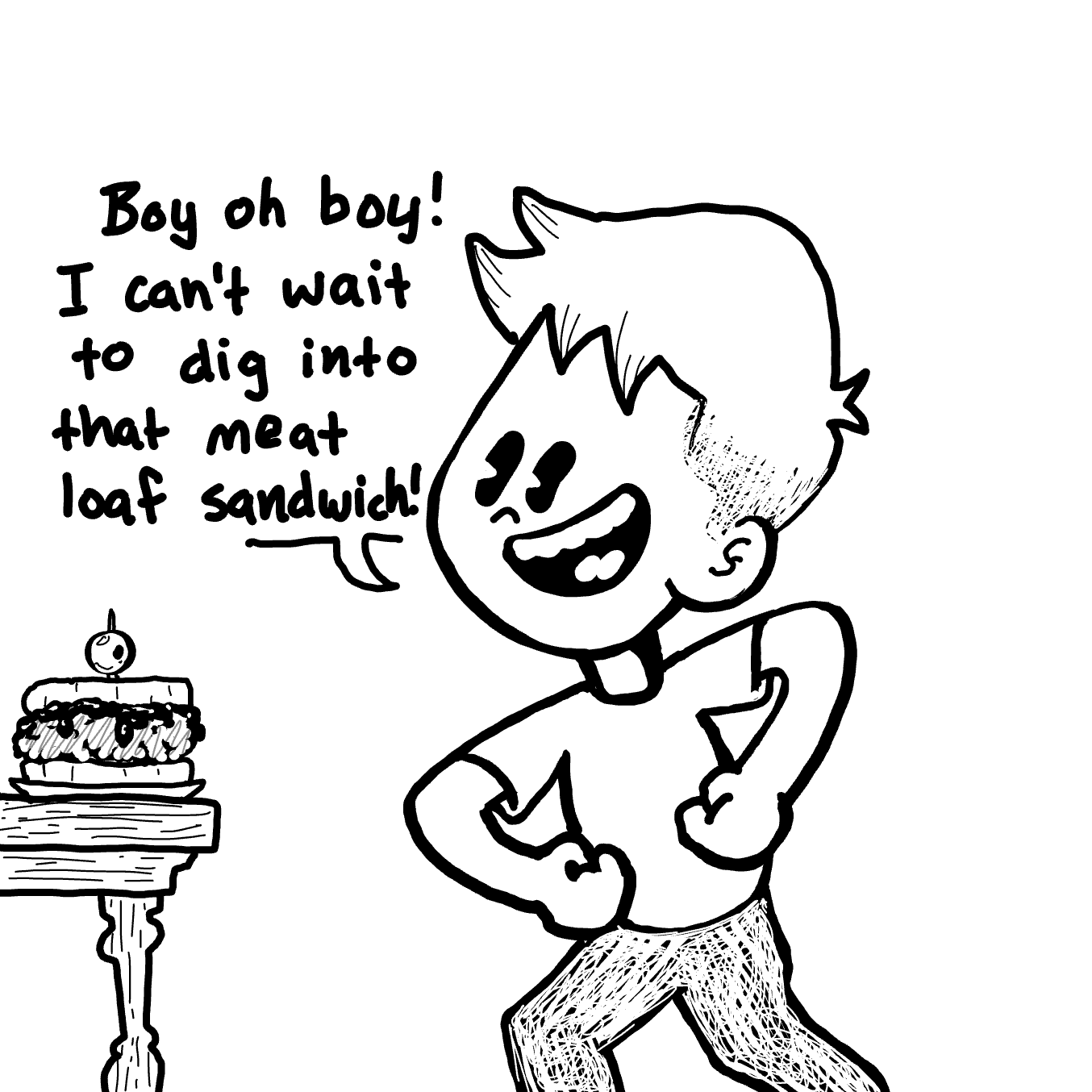 Drawing in Meat Loaf Sandwich by Wizard Croissant