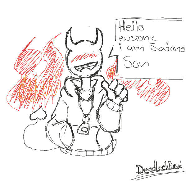 Satans Son is introducing himself to his human classmates (sry im tired and dont have an idea for an actual comic lmao) - Online Drawing Game Comic Strip Panel by DeadLockPursuit 